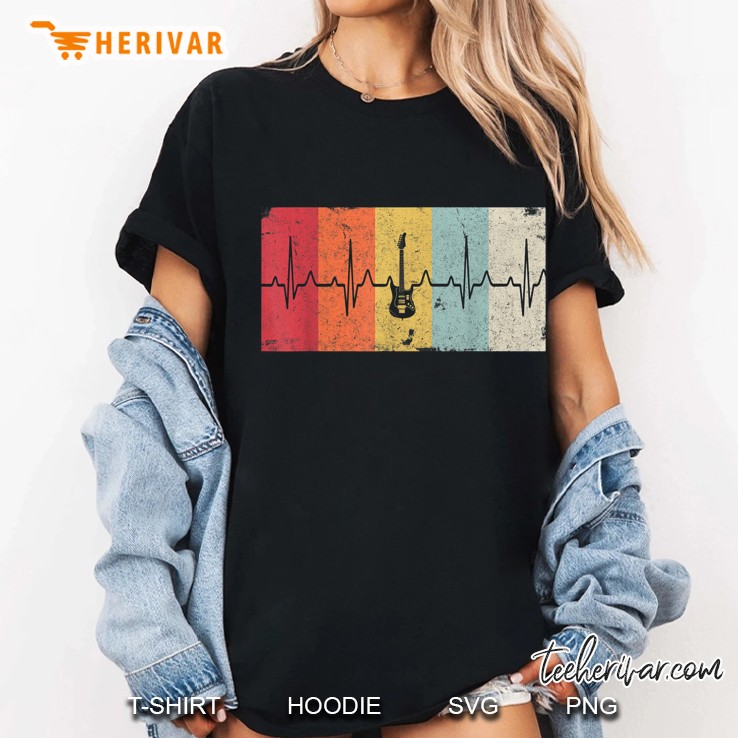 Electric Guitar Heartbeat Vintage Grunge Version Ladies Tee