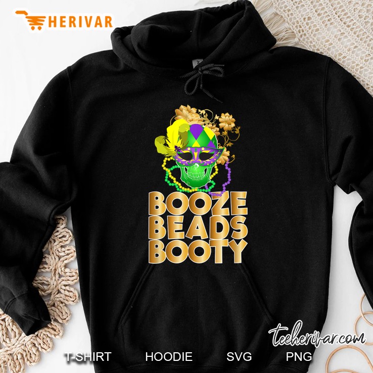 Booze Beads Booty Mardi Gras Skull Version Hoodie
