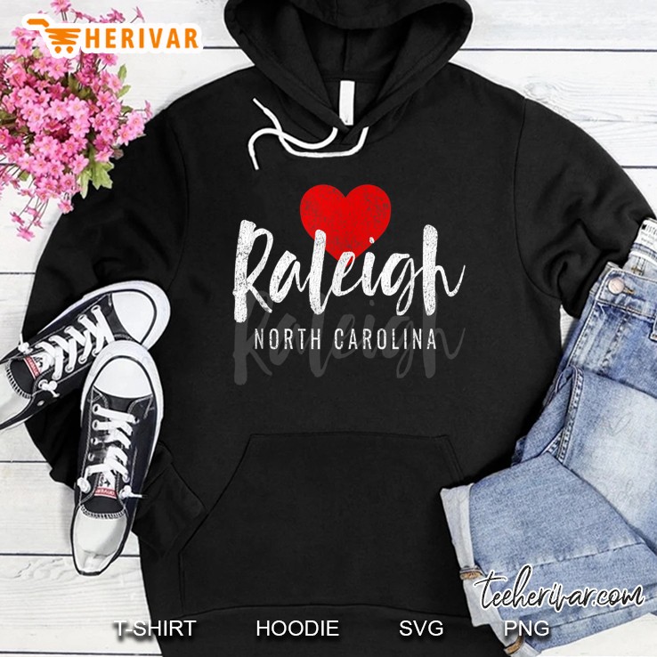Raleigh North Carolina Red Heart Version Hoodie