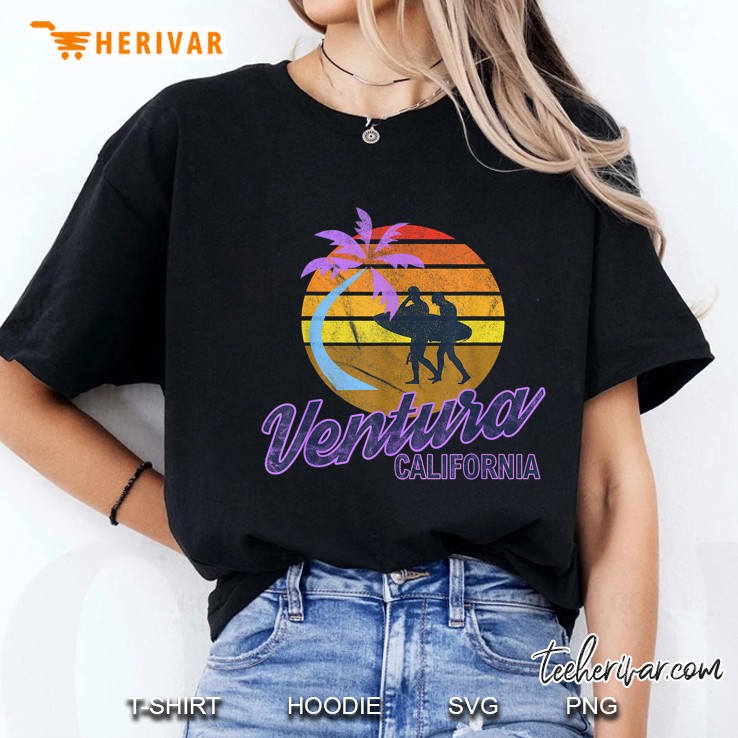 Ventura Beach California Retro Classic Surf Ladies Tee