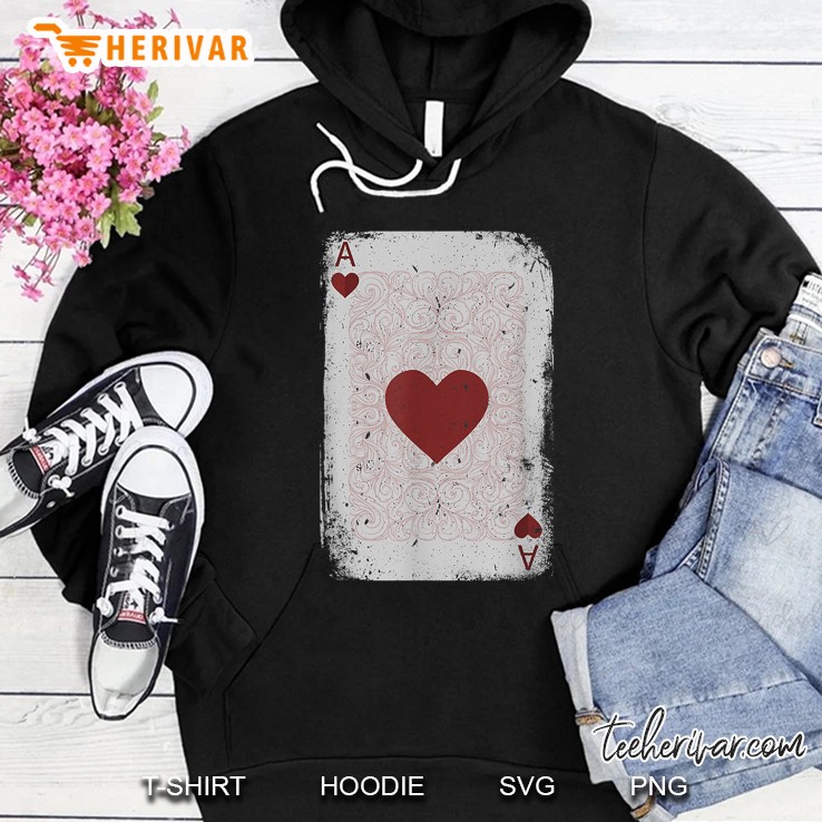 Vintage Distressed Ace Of Hearts Poker Playing Card Hoodie