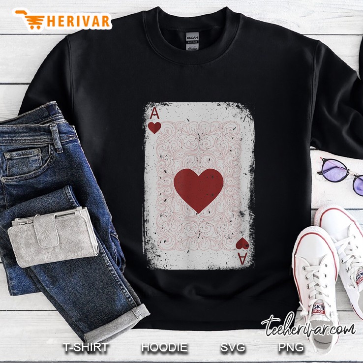 Vintage Distressed Ace Of Hearts Poker Playing Card Sweatshirt