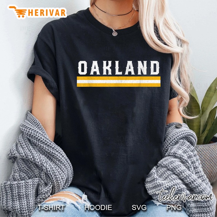 Vintage Oakland Baseball Script Home Skyline Ladies Tee