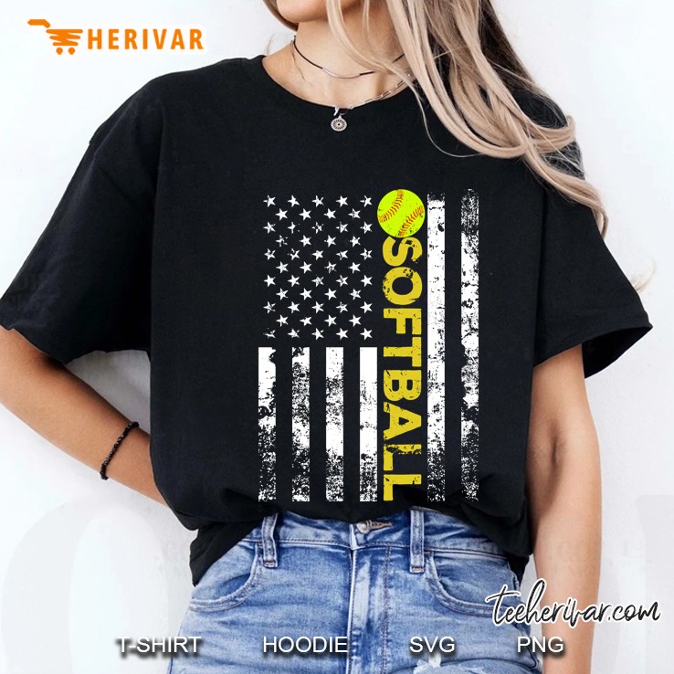 American Flag Softball Ladies Tee