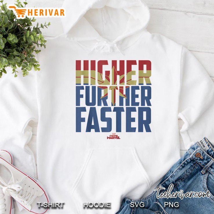 Captain Marvel Left Chest Star Higher Further Faster Hoodie