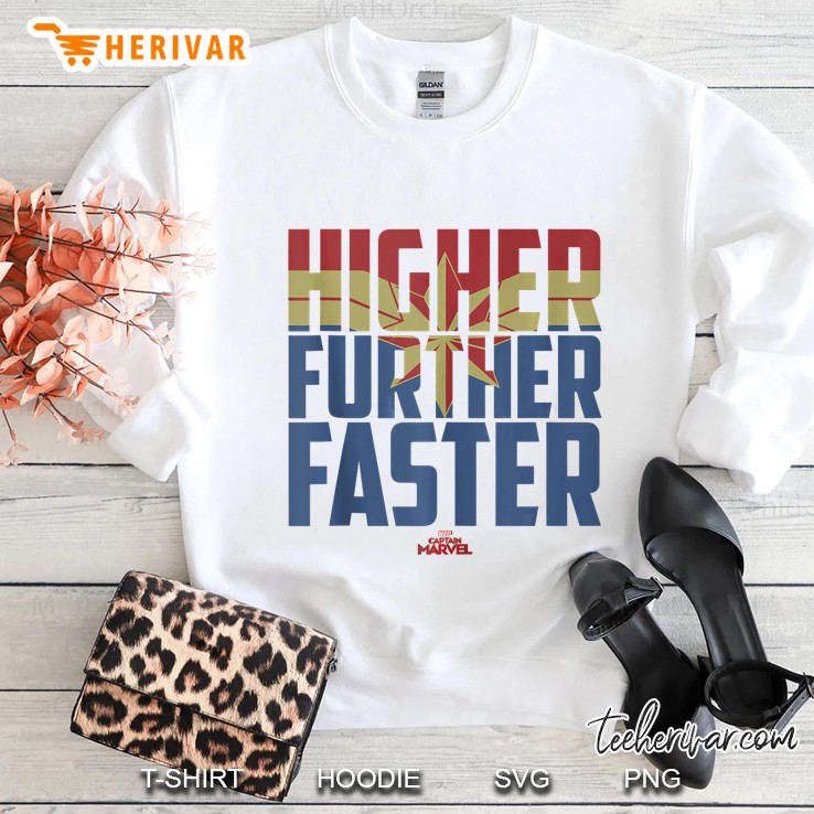 Captain Marvel Left Chest Star Higher Further Faster Sweatshirt