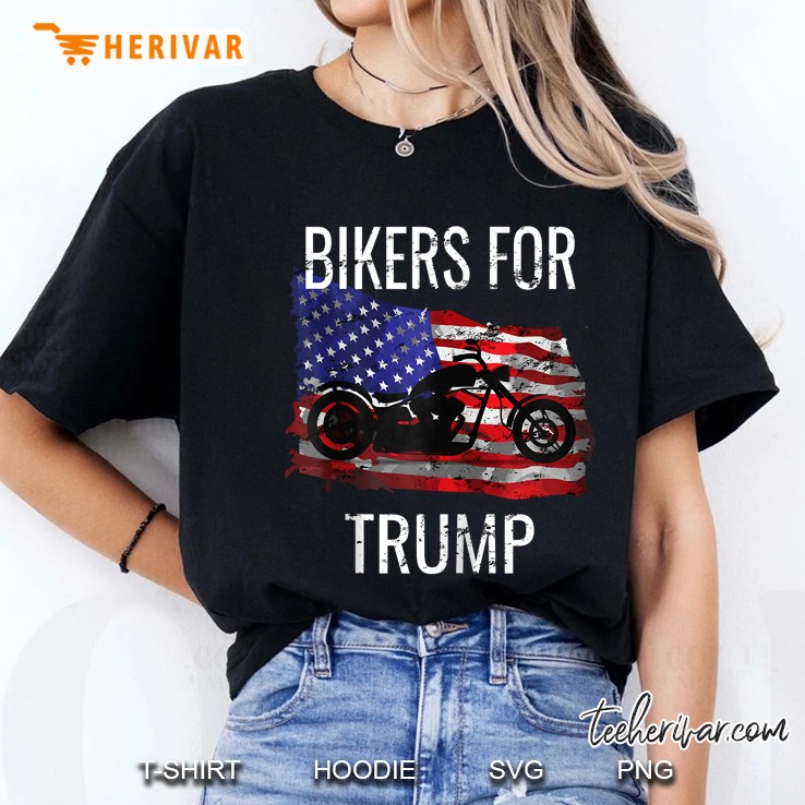 Bikers For Trump American Flag Ladies Tee