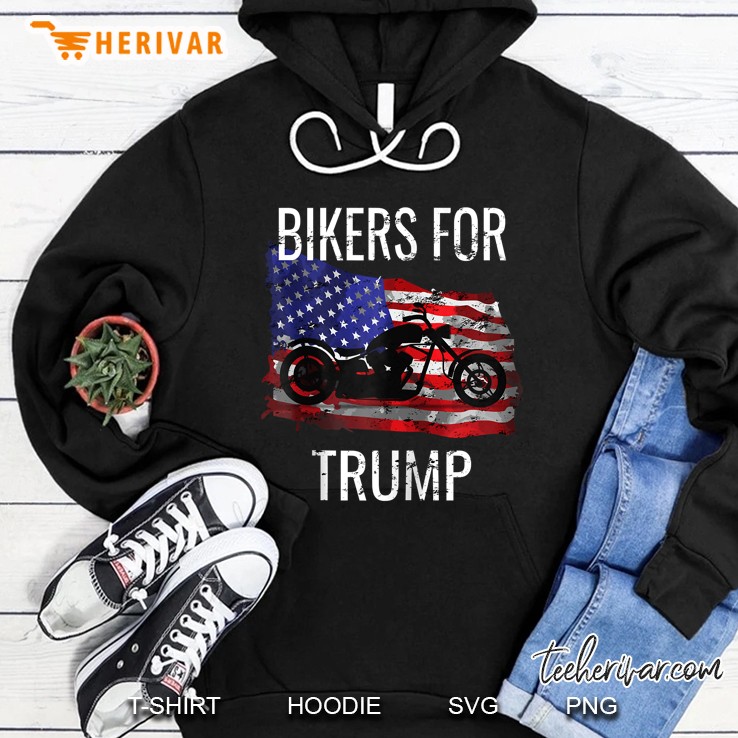 Bikers For Trump American Flag Hoodie