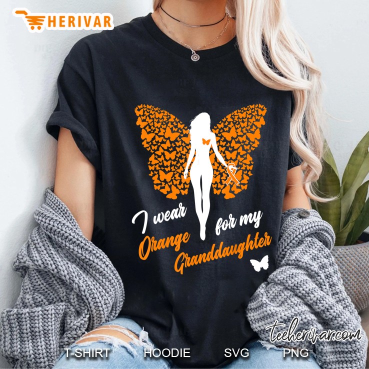 I Wear Orange For My Granddaughter Girl Silhouette With Orange Butterfly