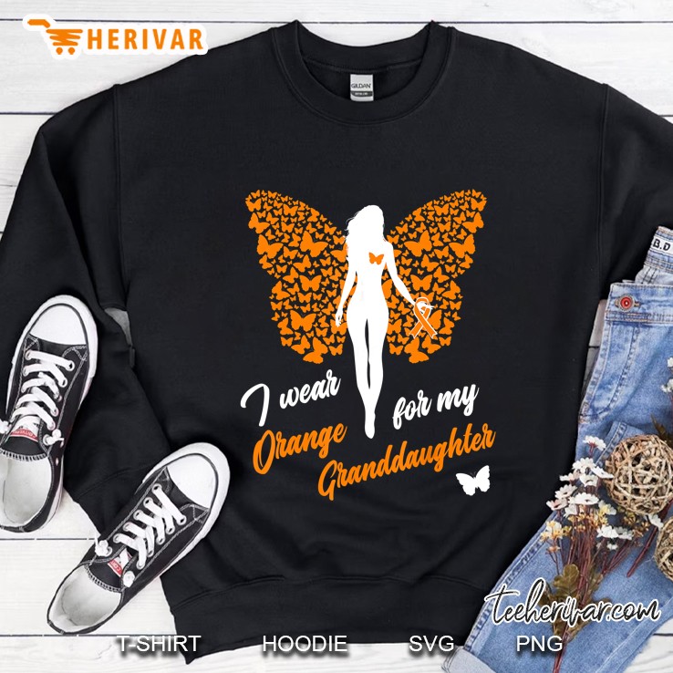 I Wear Orange For My Granddaughter Girl Silhouette With Orange Butterfly