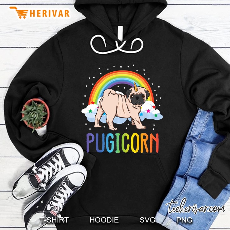 Pugicorn Pug Unicorn Rainbow Version Hoodie