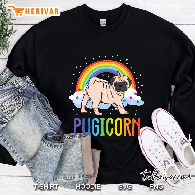 Pugicorn Pug Unicorn Rainbow Version Sweatshirt
