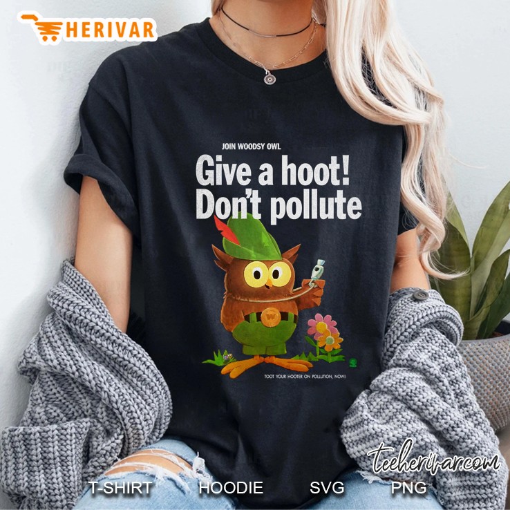 Woodsy Owl Give A Hoot 70S Distressed And Faded Ladies Tee