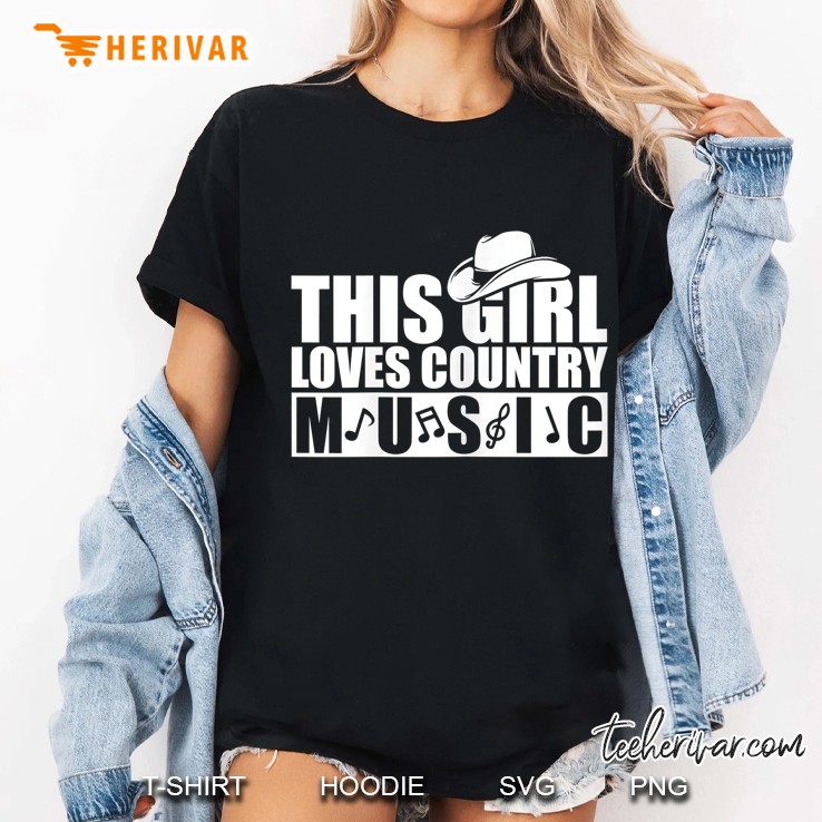 This Girl Loves Country Music Cowboy Hat Version Ladies Tee