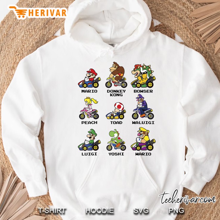 Mario Kart Racers Side View Names Hoodie