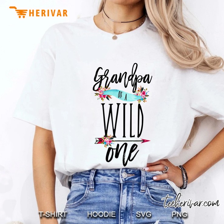 Grandpa Of A Wild One Floral Version Ladies Tee