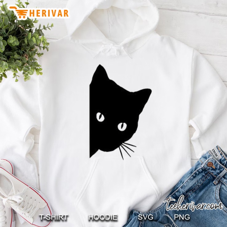 Cute Peeping Black Cat Kitten Peek A Boo Hoodie