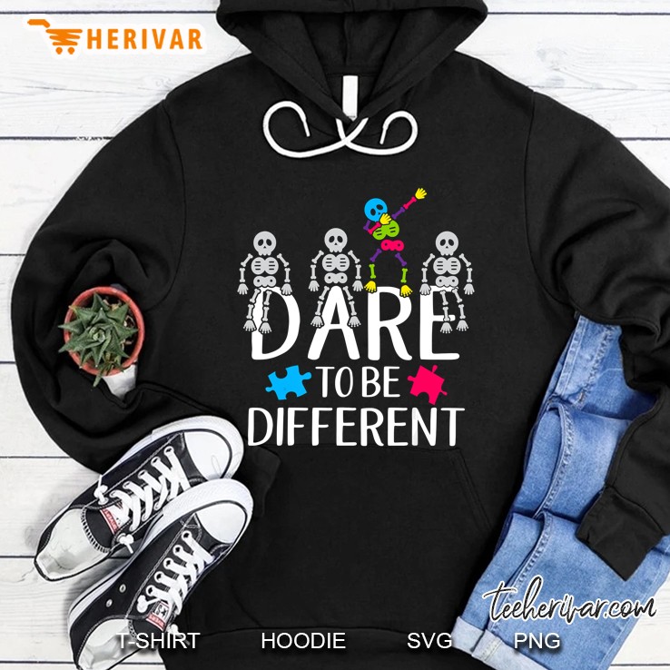 Dare To Be Different Puzzle Pieces And Skeleton Version Hoodie