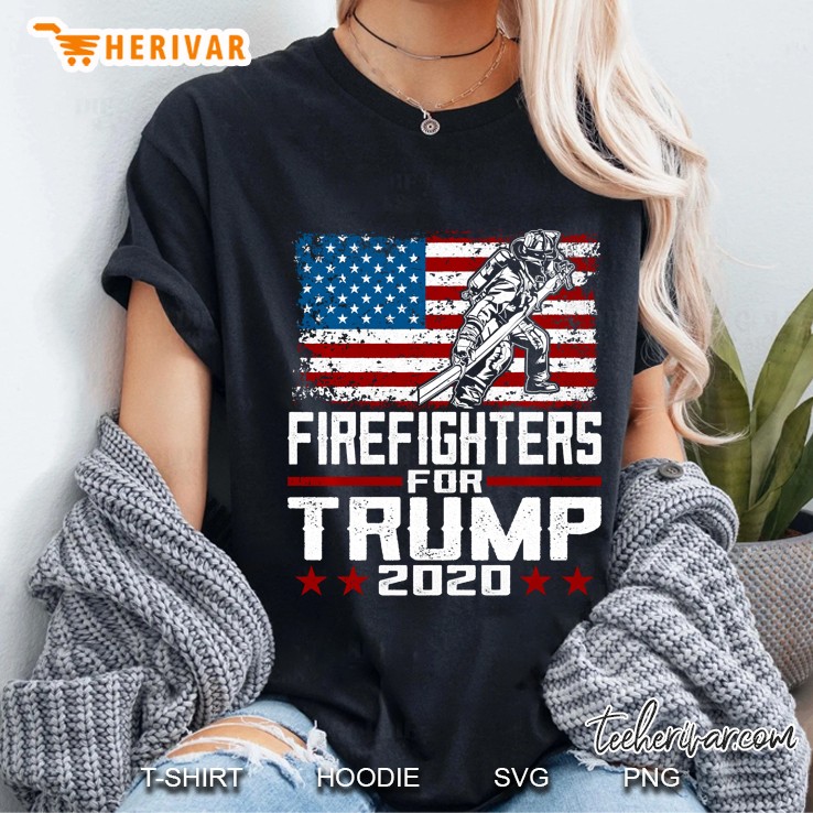 Firefighters For Trump 2020 American Flag Grunge Version Ladies Tee