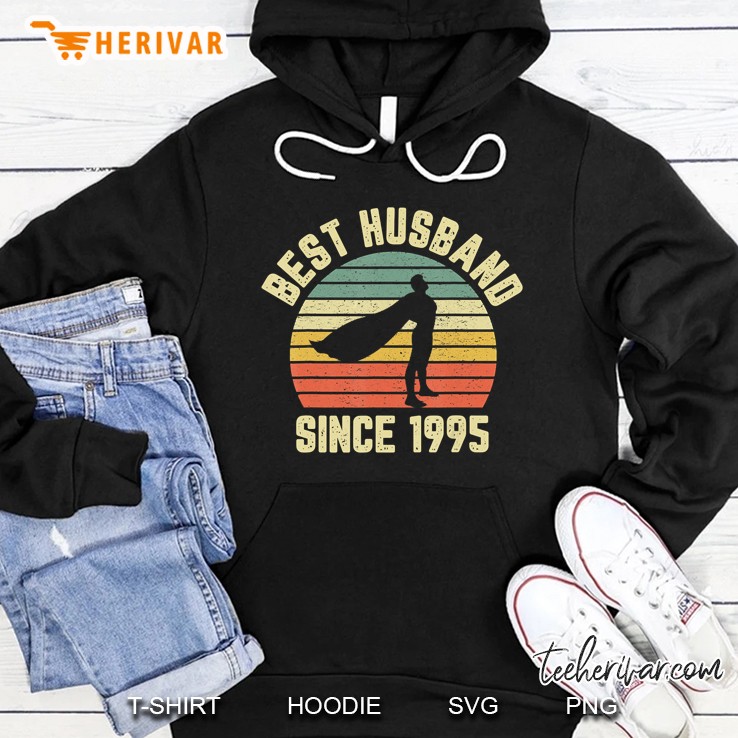 Best Husband Since 1995 Superman Silhouette Vintage Version Hoodie