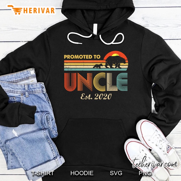 Promoted To Uncle Est 2020 Bears Silhouette Vintage Version Hoodie