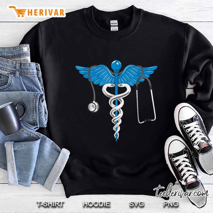 Blue Caduceus And Stethoscope Sweatshirt
