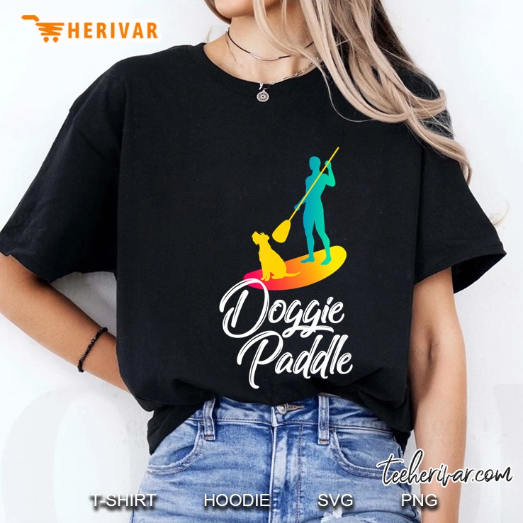 Doggie Paddle Sup Dog Standup Paddle Board Vintage Version Ladies Tee