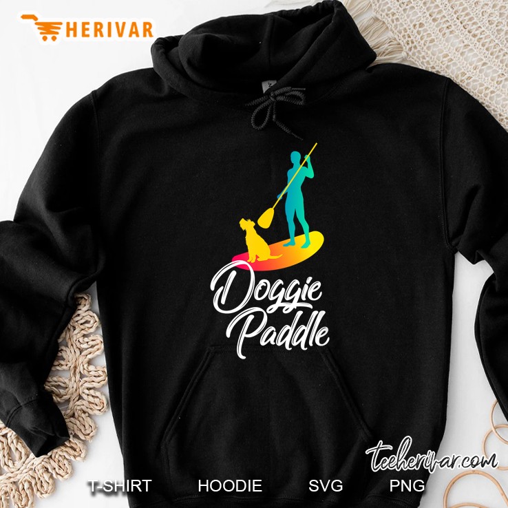 Doggie Paddle Sup Dog Standup Paddle Board Vintage Version Hoodie