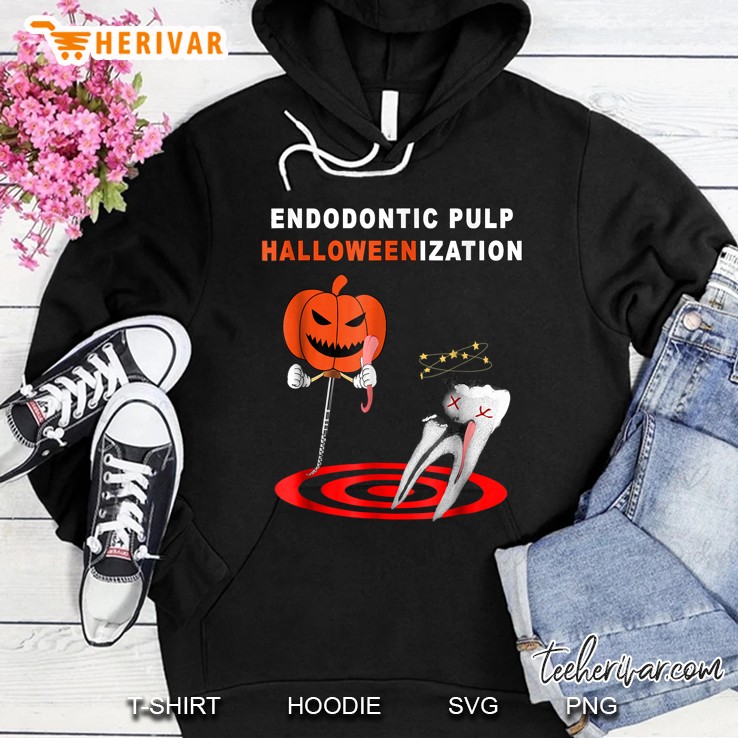 Endodontic Pulp Halloweenization Pumpkin And Tooth Version Hoodie