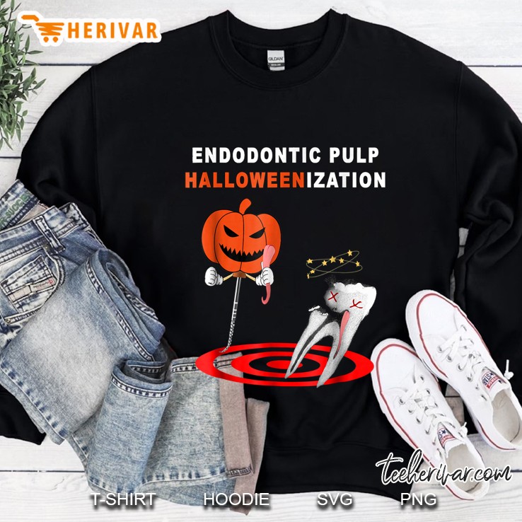 Endodontic Pulp Halloweenization Pumpkin And Tooth Version Sweatshirt