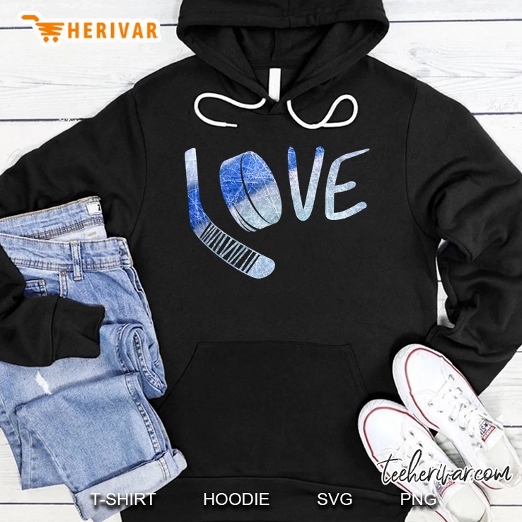 Love Hockey Puck And Stick Version Hoodie