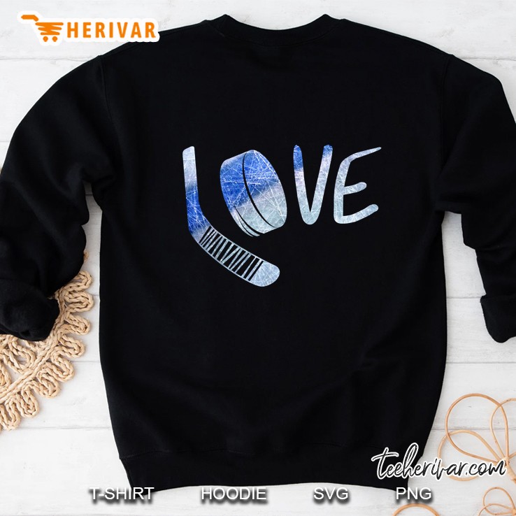 Love Hockey Puck And Stick Version Sweatshirt