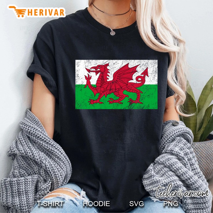 Wales Dragon Flag Welsh Retro Cymru Medieval Ladies Tee