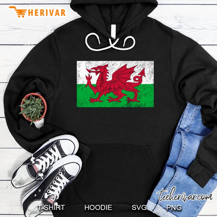 Wales Dragon Flag Welsh Retro Cymru Medieval Hoodie