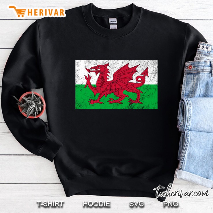 Wales Dragon Flag Welsh Retro Cymru Medieval Sweatshirt