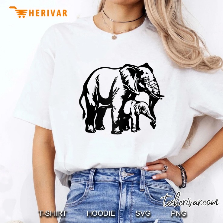 Grown And Baby Elephant Animal Lover Ladies Tee