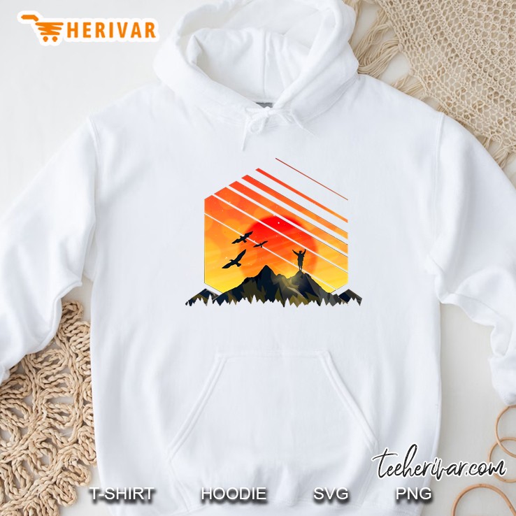 Climber On The Top Of Mountain At Sunset Hoodie