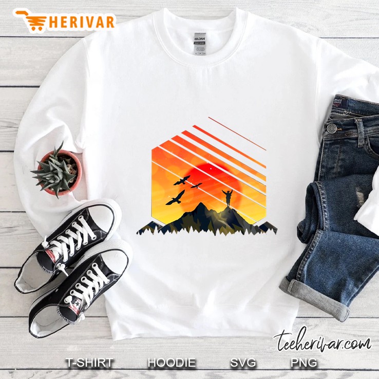 Climber On The Top Of Mountain At Sunset Sweatshirt