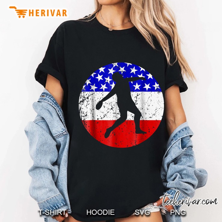 Discus Throw American Flag Ladies Tee