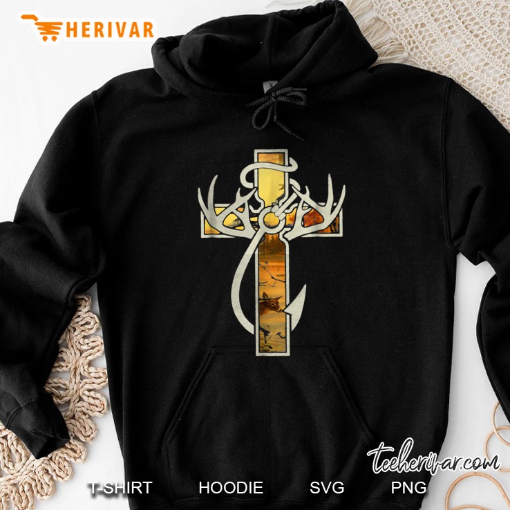 Hook Deer Horn And Cross Hoodie