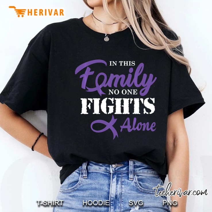 In This Family No One Fights Alone Purple Ribbon Version Ladies Tee