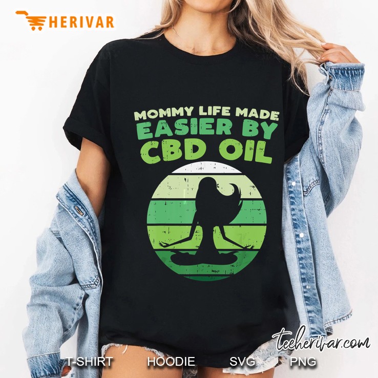Mommy Life Made Easier By Cbd Oil Yoga Women Silhouette Vintage Version Ladies Tee