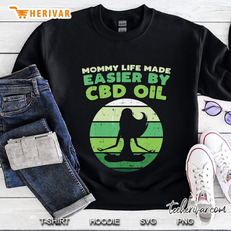Mommy Life Made Easier By Cbd Oil Yoga Women Silhouette Vintage Version Sweatshirt