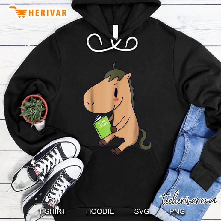 I Love To Read Funny Horse Hoodie