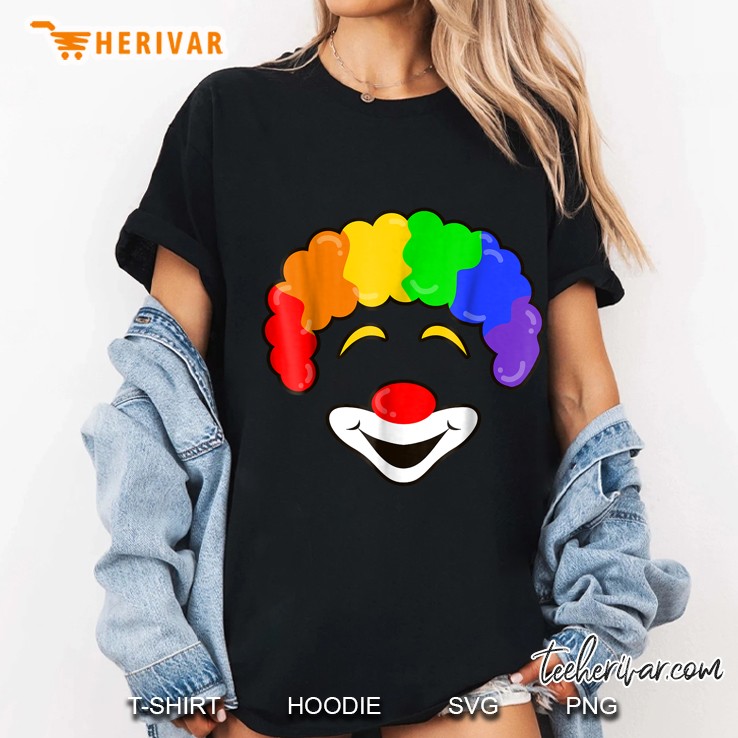 Smiling Rainbow Hair Clown Ladies Tee