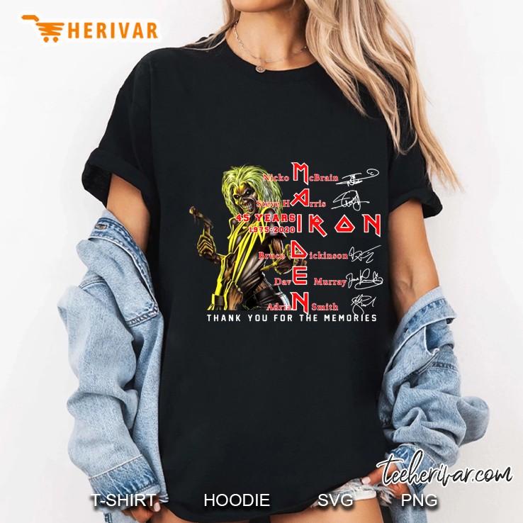 Maiden Iron Nicko Mcbrain Steve Harris 45 Years 1975-2020 Thank You For The Memories Ladies Tee