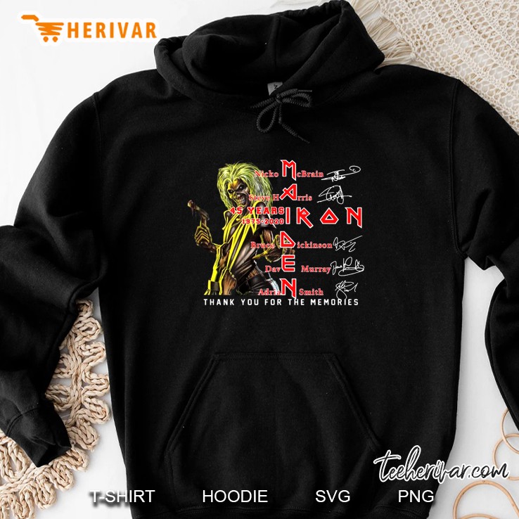 Maiden Iron Nicko Mcbrain Steve Harris 45 Years 1975-2020 Thank You For The Memories Hoodie