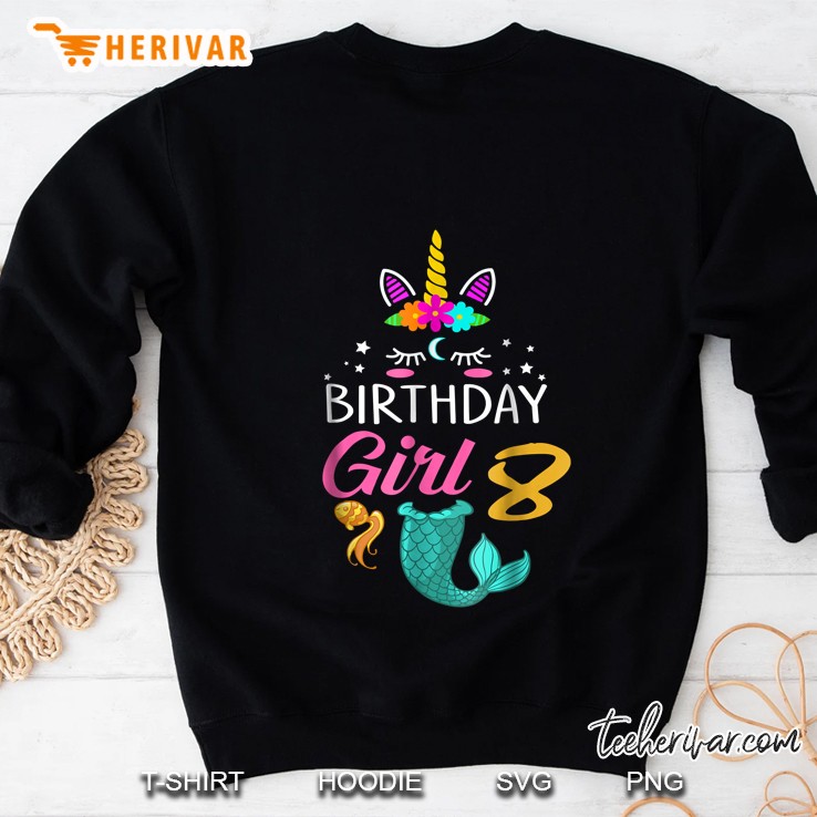 8Th Birthday Girl Unicorn Mermaid Version Sweatshirt