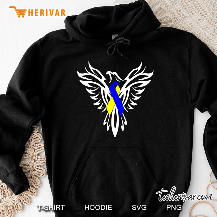 Down Syndrome Awareness Yellow And Blue Phoenix Ribbon Hoodie
