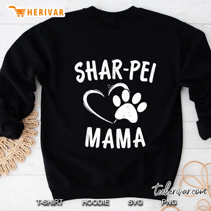 Shar-Pei Mama Dog Paw Print And Heart Version Sweatshirt
